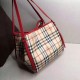 Riproduzione Fedele Haymarket Check Tote Borse 8886 Rosso imitazioni Replica Alta Qualità Haymarket Check Tote Borse 8886 Rosso