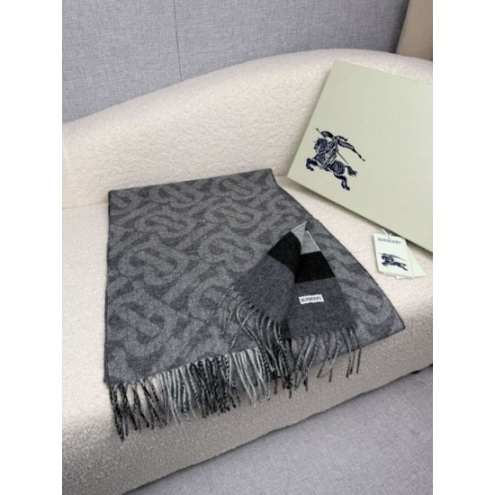 Sciarpa reversibile TB cashmere/lana con motivo a quadri Burberry 30 x 180 Nero