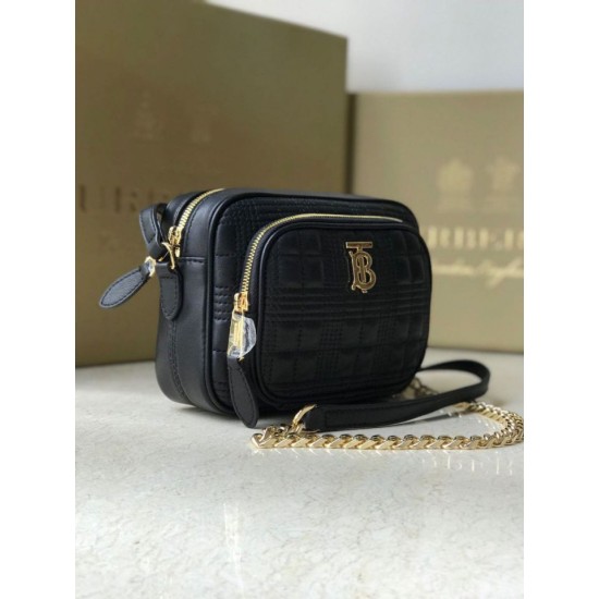 Cloni Firmate Burberry Borsa per fotocamera trapuntata piccola nera imitazioni