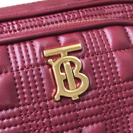 Cloni Firmate Burberry Borsa per fotocamera trapuntata piccola Claret imitazioni