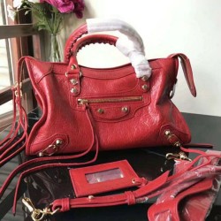 Balenciaga Classic Metallic Edge City Pelle di agnello crepe sacca rossa Dupe Perfetta Cloni Firmate Balenciaga Classic Metallic Edge City Pelle di agnello crepe sacca rossa imitazioni