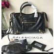 Balenciaga Classic Metallic Edge City Borsa agnello con fessure nere