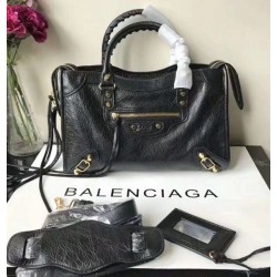 Balenciaga Classic Metallic Edge City Borsa agnello con fessure nere