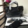 Balenciaga Classic Metallic Edge City Borsa agnello con fessure nere