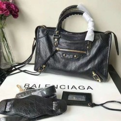 Cloni Firmate Balenciaga Classic Metallic Edge City Borsa agnello con fessure nere imitazioni