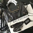 Balenciaga Classic Metallic Edge City Borsa agnello con fessure nere
