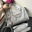Balenciaga Classic Metallic Edge City Borse Imitazioni agnello con fessure per sabbiatura Beige