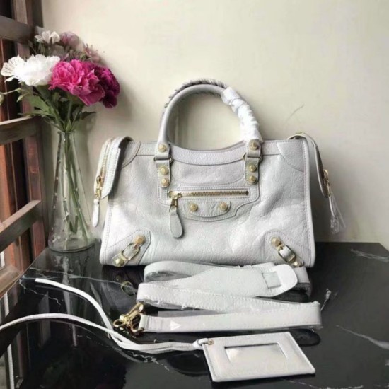 Balenciaga Classic Metallic Edge City Borse Imitazioni agnello con fessure per sabbiatura Beige