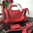 Balenciaga Classic Metallic Edge City Pelle di agnello crepe sacca rossa