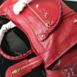 Balenciaga Classic Metallic Edge City Pelle di agnello crepe sacca rossa