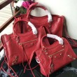 Balenciaga Classic Metallic Edge City Pelle di agnello crepe sacca rossa