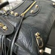 Borsa a cremagliera Balenciaga Classic Metallic Edge City agnello