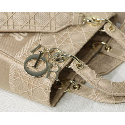 Borse Replica Alta Qualità a spalla ricamata Christian Dior Medium Lady D-Lite albicocca
