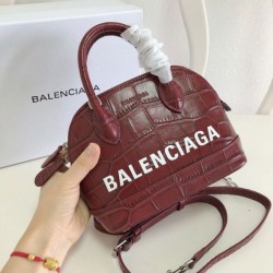 Cloni Firmate Borsa a tracolla Balenciaga Ville XXS con manico in pelle stampa coccodrillo Claret imitazioni