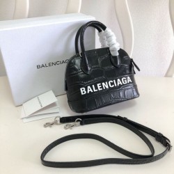 Cloni Firmate Imitazioni borse griffate a tracolla Balenciaga Ville XXS in pelle stampata coccodrillo nera imitazioni