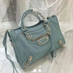 Cloni Firmate Borse Firmate Replica Balenciaga Classic Metallic Edge City agnello azzurra imitazioni