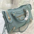 Borse Firmate Replica Balenciaga Classic Metallic Edge City agnello azzurra