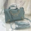 Borse Firmate Replica Balenciaga Classic Metallic Edge City agnello azzurra