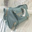 Borse Firmate Replica Balenciaga Classic Metallic Edge City agnello azzurra