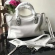 Borsa Balenciaga Classic Metallic Edge City agnello bianca