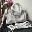 Borsa Balenciaga Classic Metallic Edge City agnello bianca