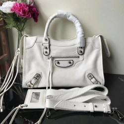 Cloni Firmate Borsa Balenciaga Classic Metallic Edge City agnello bianca imitazioni