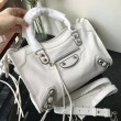 Borsa Balenciaga Classic Metallic Edge City agnello bianca
