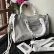 Borsa Balenciaga Classic Metallic Edge City agnello bianca