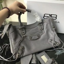 Borsa Balenciaga Classic Metallic Edge City agnello grigia