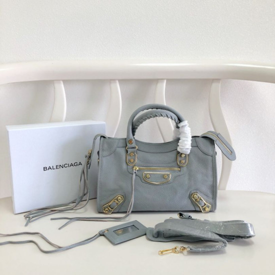 Borsa da città Balenciaga Classic con bordo metallizzato azzurro Borsa da città Balenciaga Classic con bordo metallizzato azzurro