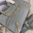Borsa da città Balenciaga Classic con bordo metallizzato azzurro Borsa da città Balenciaga Classic con bordo metallizzato azzurro