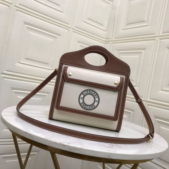 Borsa logo Burberry tasca in tela con marrone Dupe Perfetta Cloni Firmate Borsa logo Burberry tasca in tela con marrone imitazioni