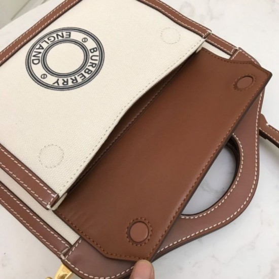 Borsa logo Burberry tasca in tela con marrone Dupe Perfetta Cloni Firmate Borsa logo Burberry tasca in tela con marrone imitazioni