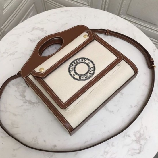 Borsa logo Burberry tasca in tela con marrone Dupe Perfetta Cloni Firmate Borsa logo Burberry tasca in tela con marrone imitazioni