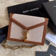 Imitazione YSL Saint Laurent Cassandra Monogram Clasp Bag Marrone