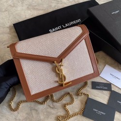 Cloni Firmate Imitazione YSL Saint Laurent Cassandra Monogram Clasp Bag Marrone imitazioni