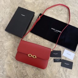 Replica YSL Saint Laurent Le Maillon Satchel Bag Rosso Griffate
