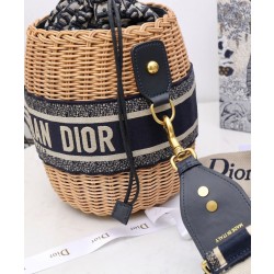 Borse Replica a secchiello in vimini Christian Dior Albicocca