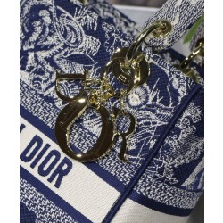Borse Imitazioni Christian Dior Medium Lady D-Lite blu scuro
