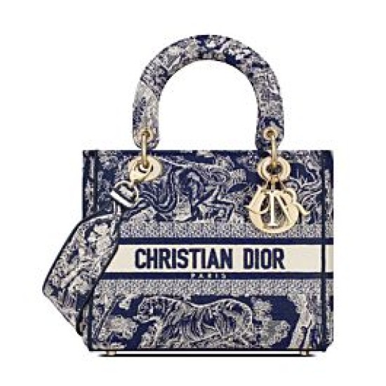 Borse Imitazioni Christian Dior Medium Lady D-Lite blu scuro
