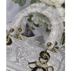 Borsa Christian Dior Medium Lady D-Lite grigia
