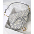 Borsa Christian Dior Saddle Original Oblique in tela ricamata grigia Borsa Christian Dior Saddle Original Oblique in tela ricamata grigia