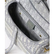 Borsa Christian Dior Saddle Original Oblique in tela ricamata grigia Borsa Christian Dior Saddle Original Oblique in tela ricamata grigia