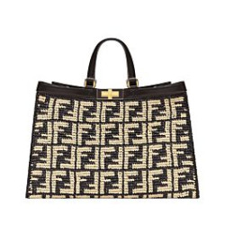 Borse Imitazioni Peekaboo X-Tote FF in rafia 8BH374 Nero