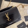 Borsa YSL piccola in coccodrillo nero oro