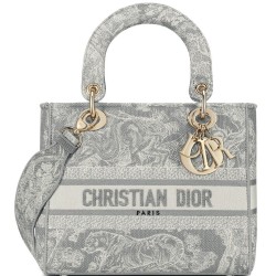 Replica Borsa Christian Dior Medium Lady D-Lite grigia Griffate