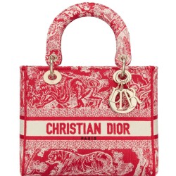 Replica Borsa Christian Dior Medium Lady D-Lite Rossa Griffate