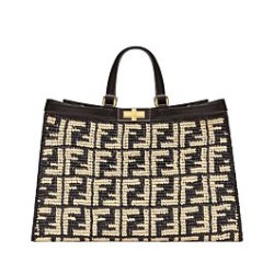 Replica Borse Imitazioni Peekaboo X-Tote FF in rafia 8BH374 Nero Griffate