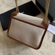 Borsa media in lino YSL Saint Laurent Niki marrone