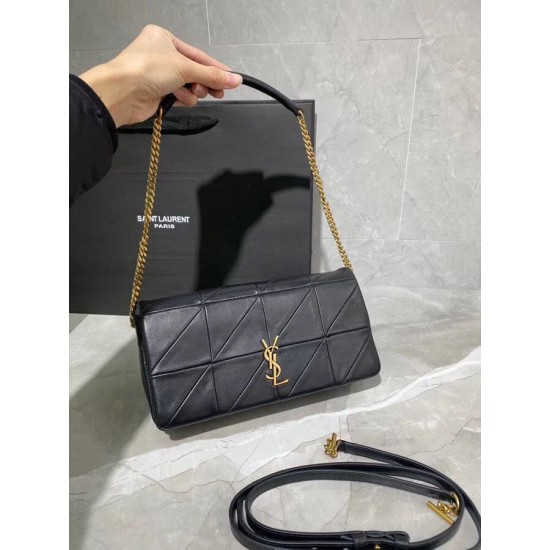 Borse Replica YSL Saint Laurent Jamie Medium Carre Rive Gauche Flap nera